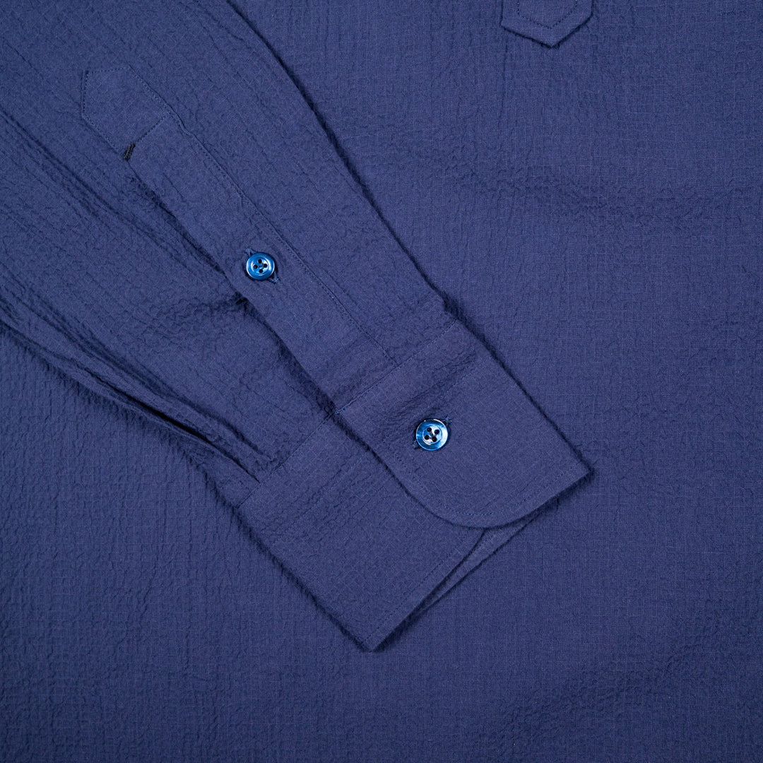 Navy Mandarin Seersucker Popover