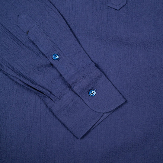 Navy Mandarin Seersucker Popover