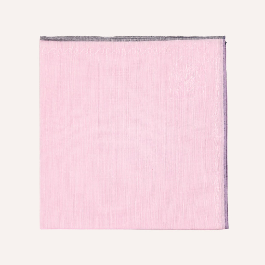 Jacquard Dame Pink & Grey Edge Cotton Pocket Square