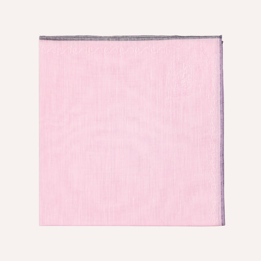 Jacquard Dame Pink & Grey Edge Cotton Pocket Square