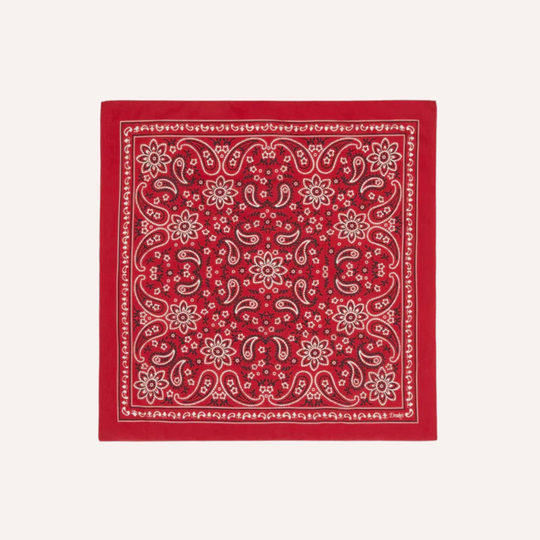 Red Paisley Print Cotton Bandana