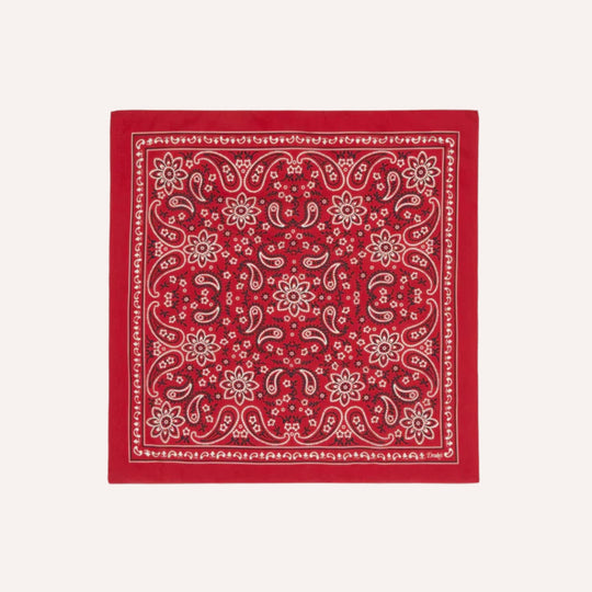 Red Paisley Print Cotton Bandana
