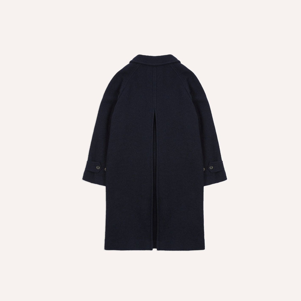Navy Wool Raglan Coat