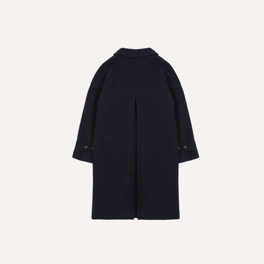 Navy Wool Raglan Coat