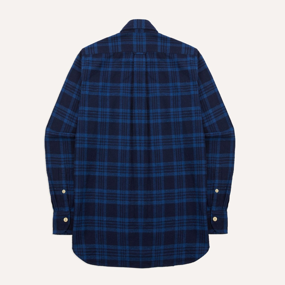 Navy & Blue Slub Brushed Cotton Work Shirt