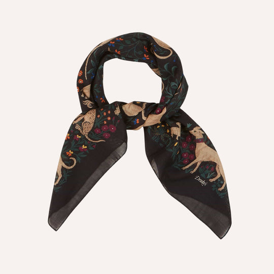 Black Unicorn Garden Wool Silk Square Scarf