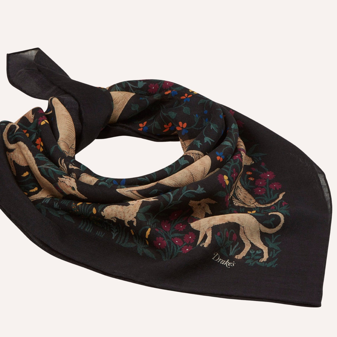 Black Unicorn Garden Wool Silk Square Scarf