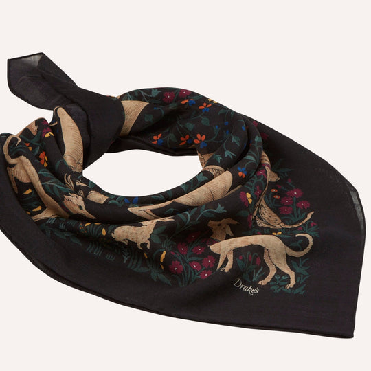 Black Unicorn Garden Wool Silk Square Scarf
