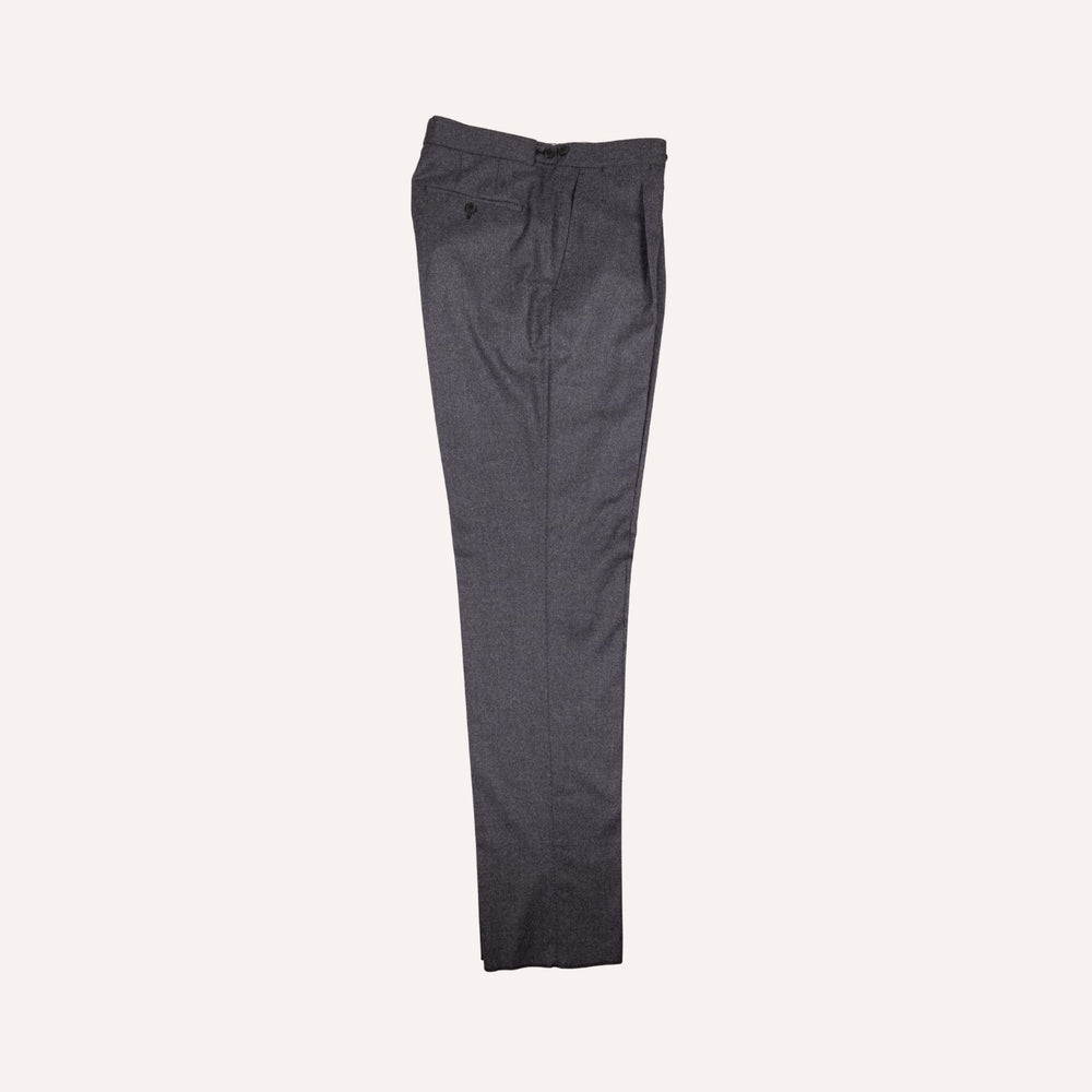 Charcoal Grey Flannel Wool Trousers - Regular Fit