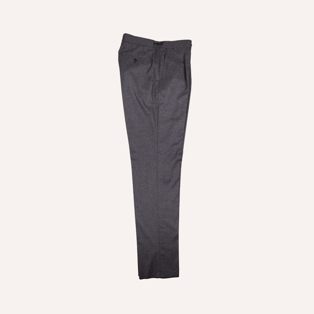Charcoal Grey Flannel Wool Trousers - Regular Fit