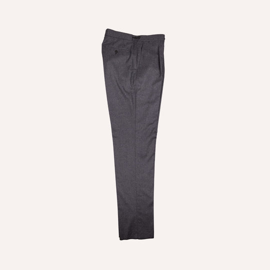 Charcoal Grey Flannel Wool Trousers - Regular Fit