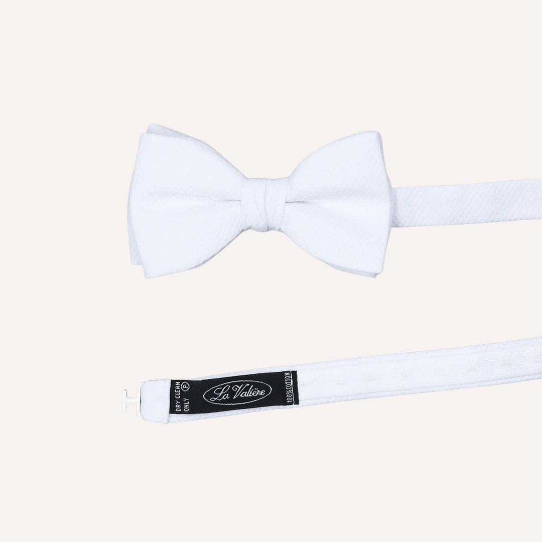 White Cotton Pique Ready Tied Bow Tie