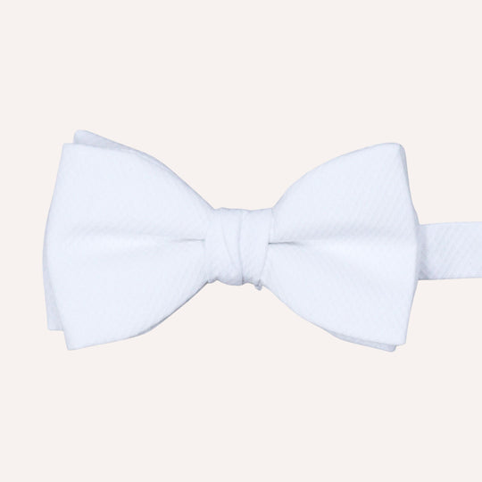 White Cotton Pique Ready Tied Bow Tie