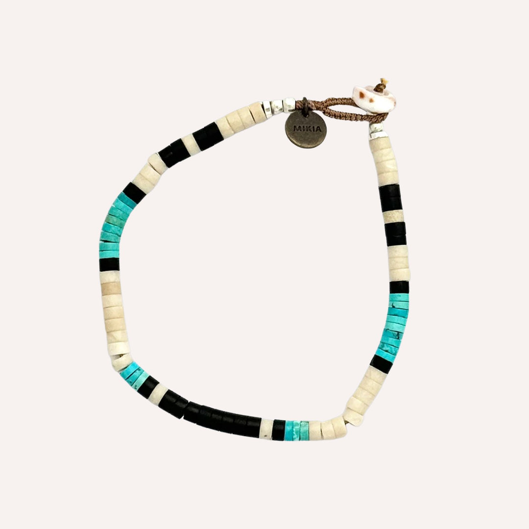 Fossil Jasper Turquoise Heishi Beads Bracelet