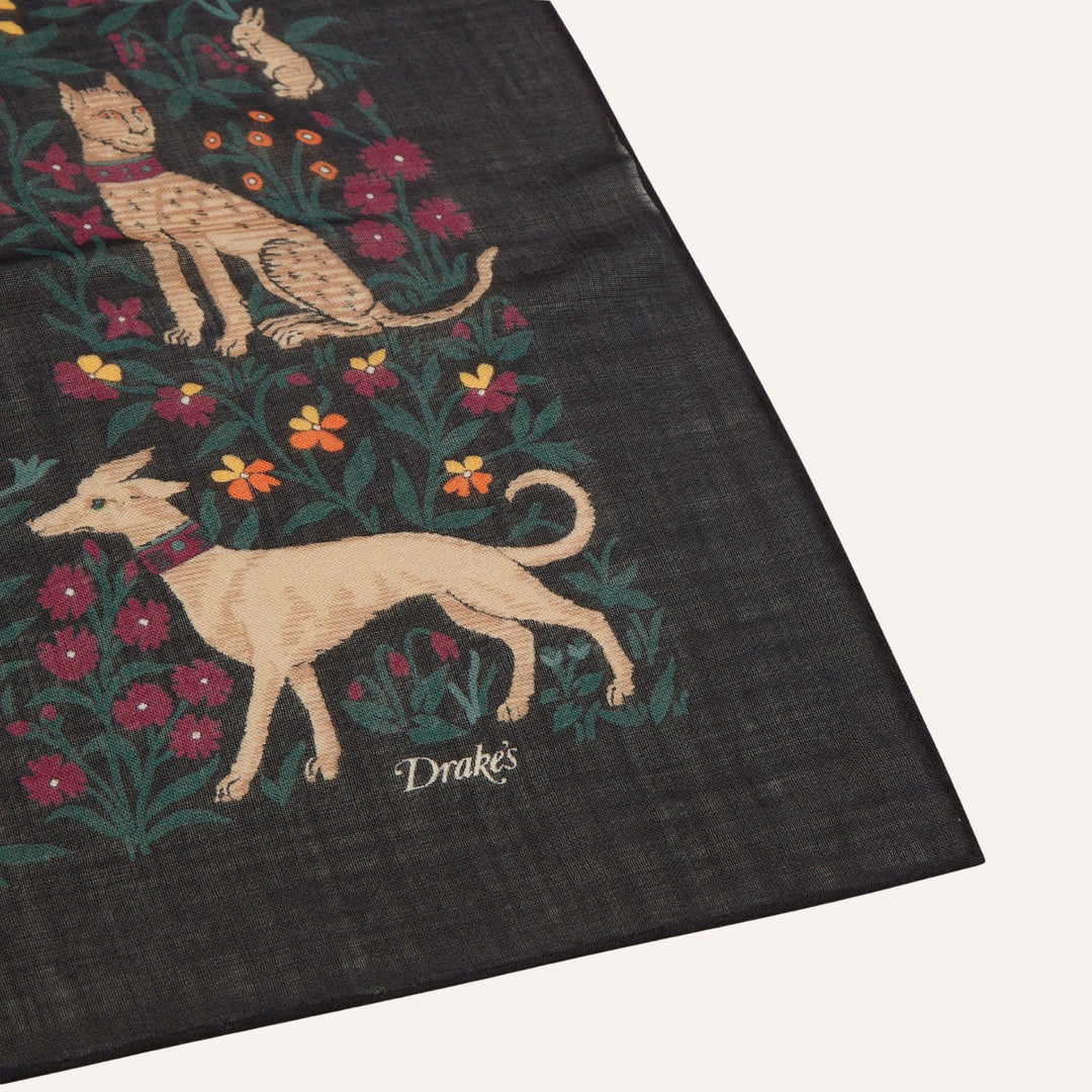 Black Unicorn Garden Wool Silk Square Scarf