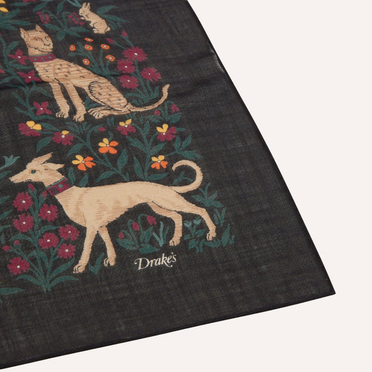 Black Unicorn Garden Wool Silk Square Scarf