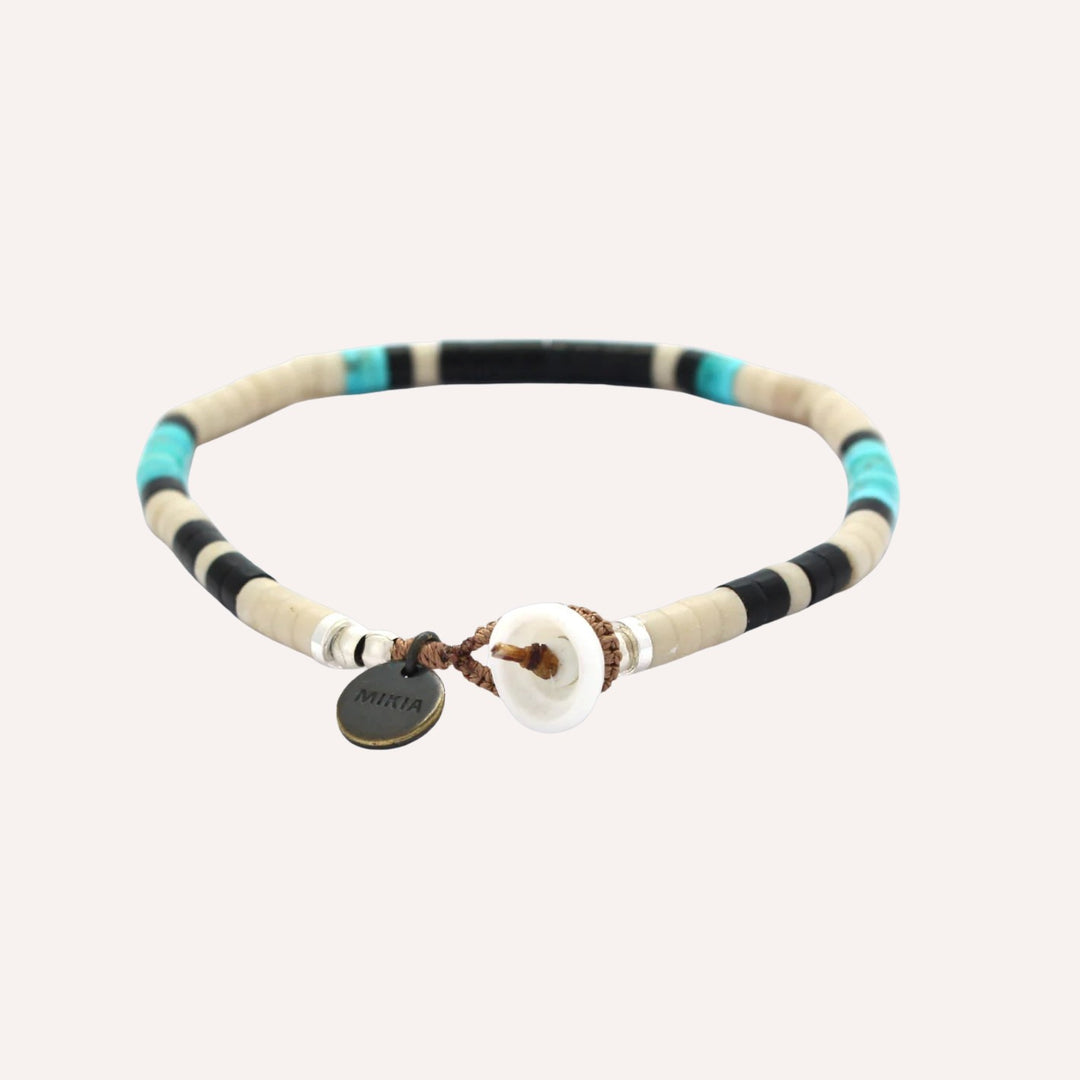 Fossil Jasper Turquoise Heishi Beads Bracelet