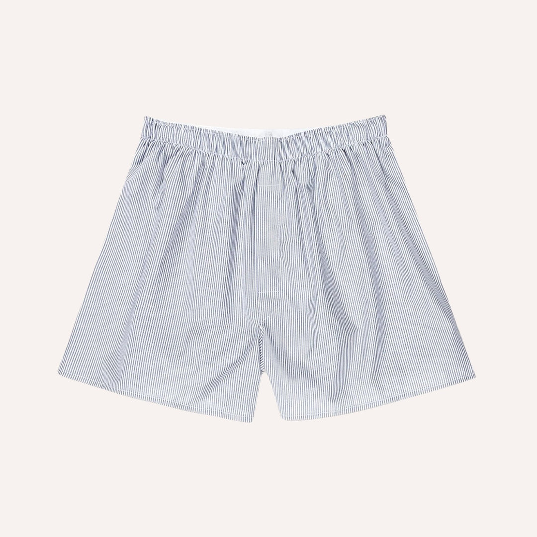 White Blue Pinstripe Cotton Boxer Shorts