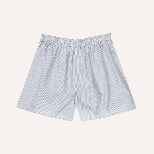 White Blue Pinstripe Cotton Boxer Shorts