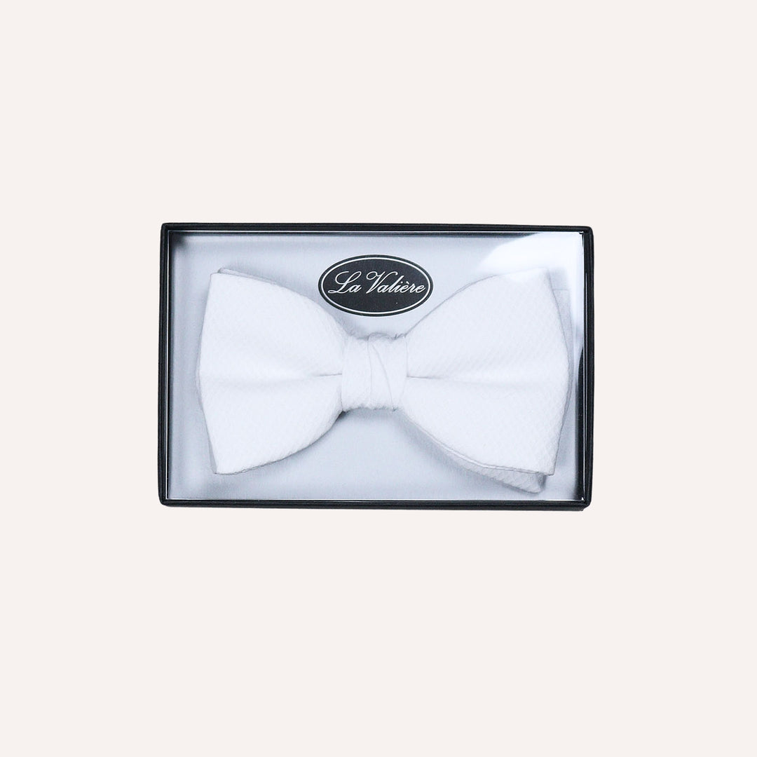 White Cotton Pique Ready Tied Bow Tie
