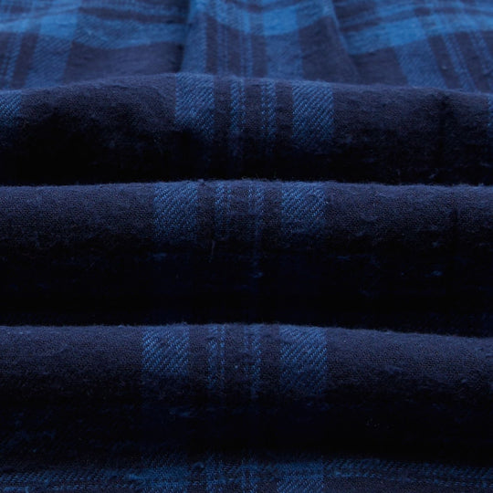 Navy & Blue Slub Brushed Cotton Work Shirt