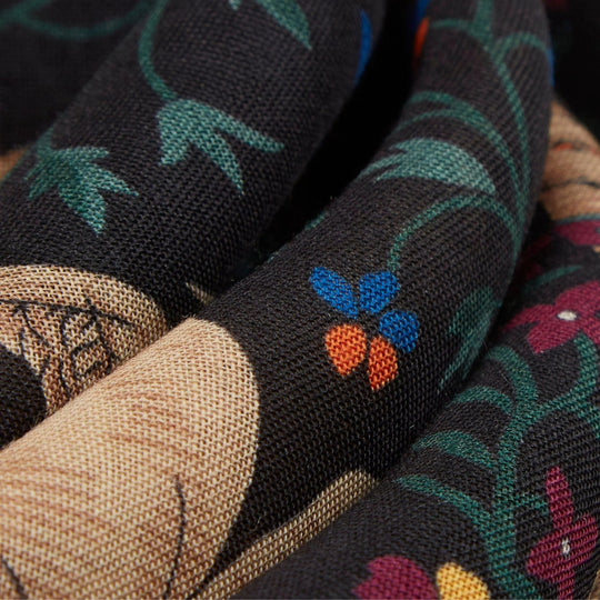 Black Unicorn Garden Wool Silk Square Scarf
