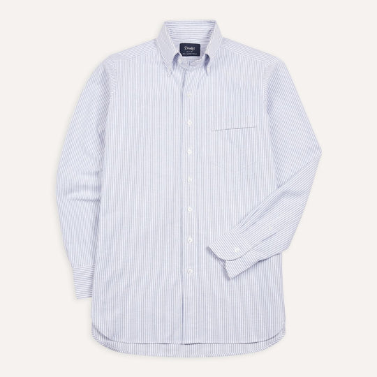 Blue and White Striped Oxford Button Down Shirt