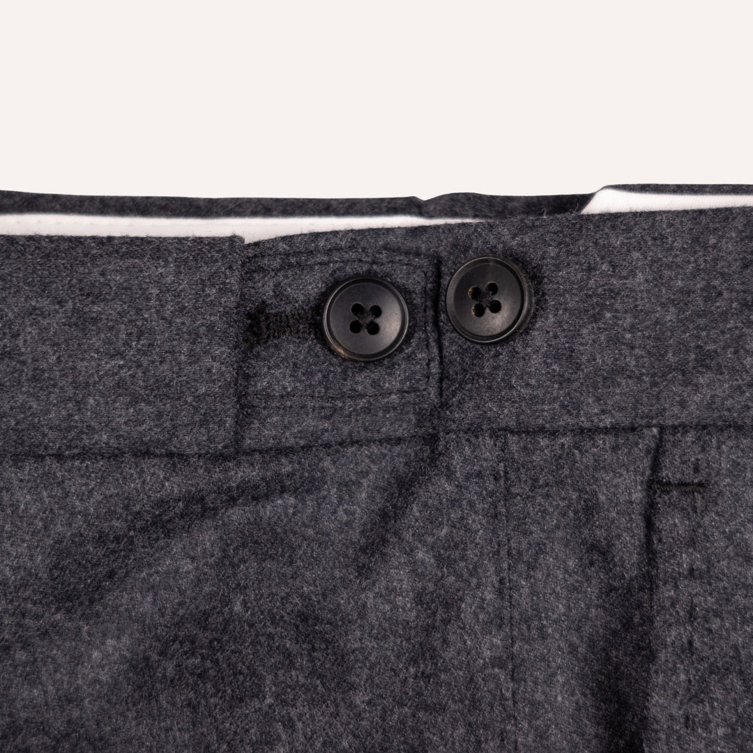 Charcoal Grey Flannel Wool Trousers - Regular Fit