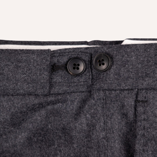 Charcoal Grey Flannel Wool Trousers - Regular Fit