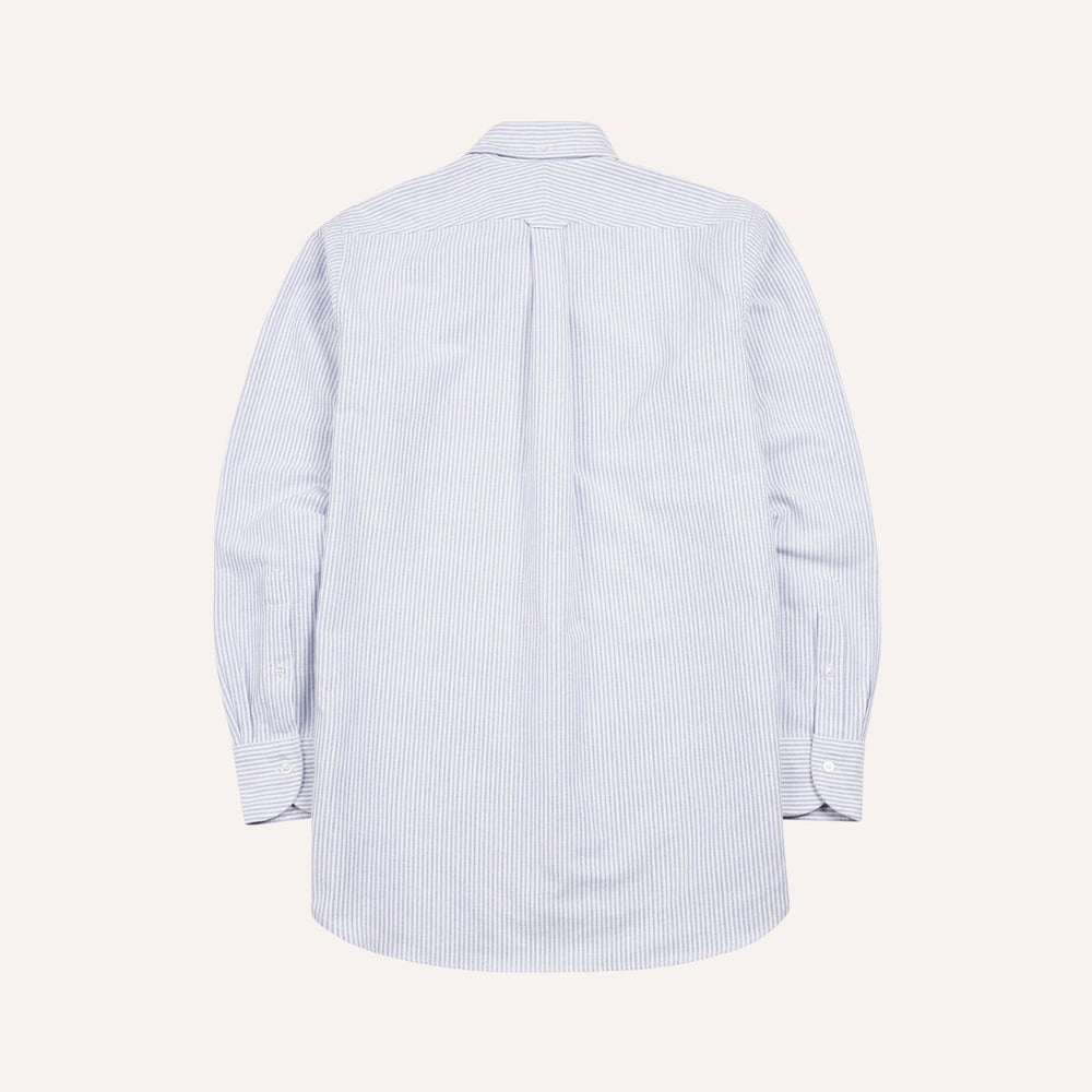 Blue Ticking Stripe Oxford Button Down Shirt - Made in Italy