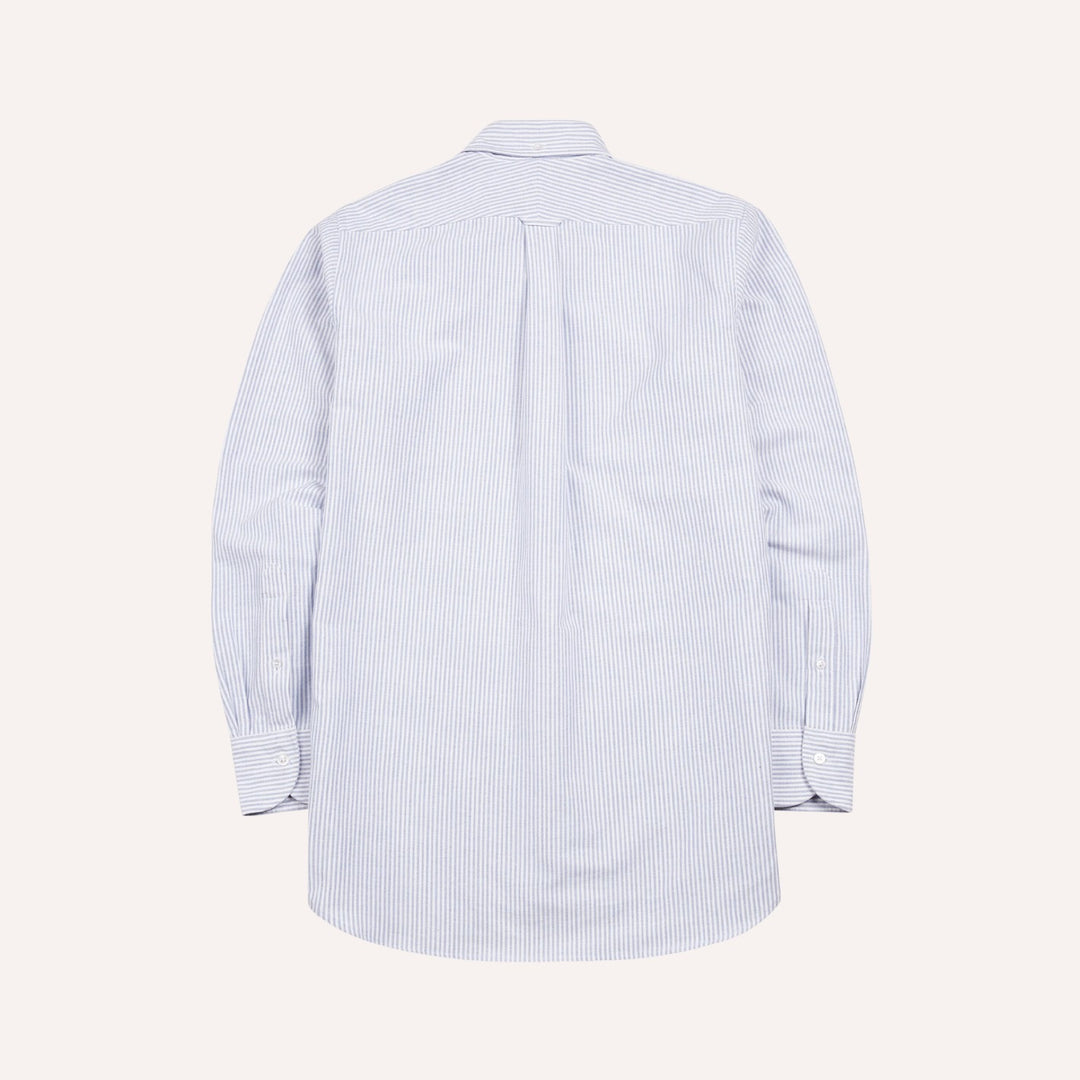 Blue Ticking Stripe Oxford Button Down Shirt - Made in Italy