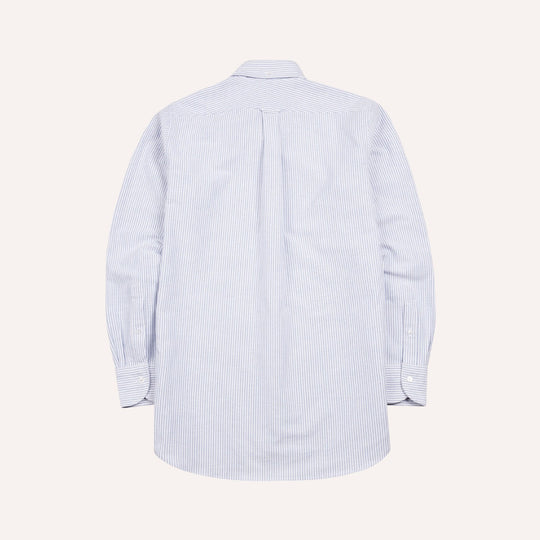 Blue Ticking Stripe Oxford Button Down Shirt - Made in Italy