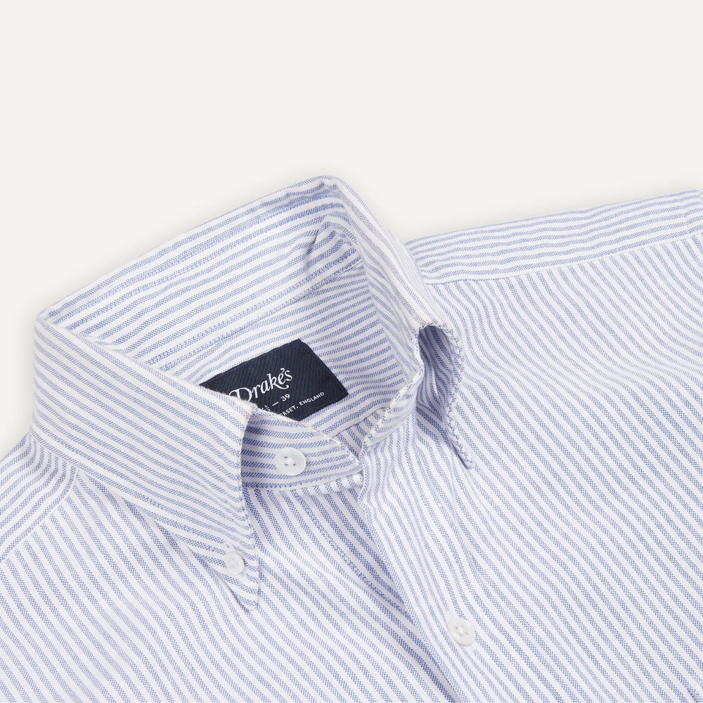 Blue and White Striped Oxford Button Down Shirt