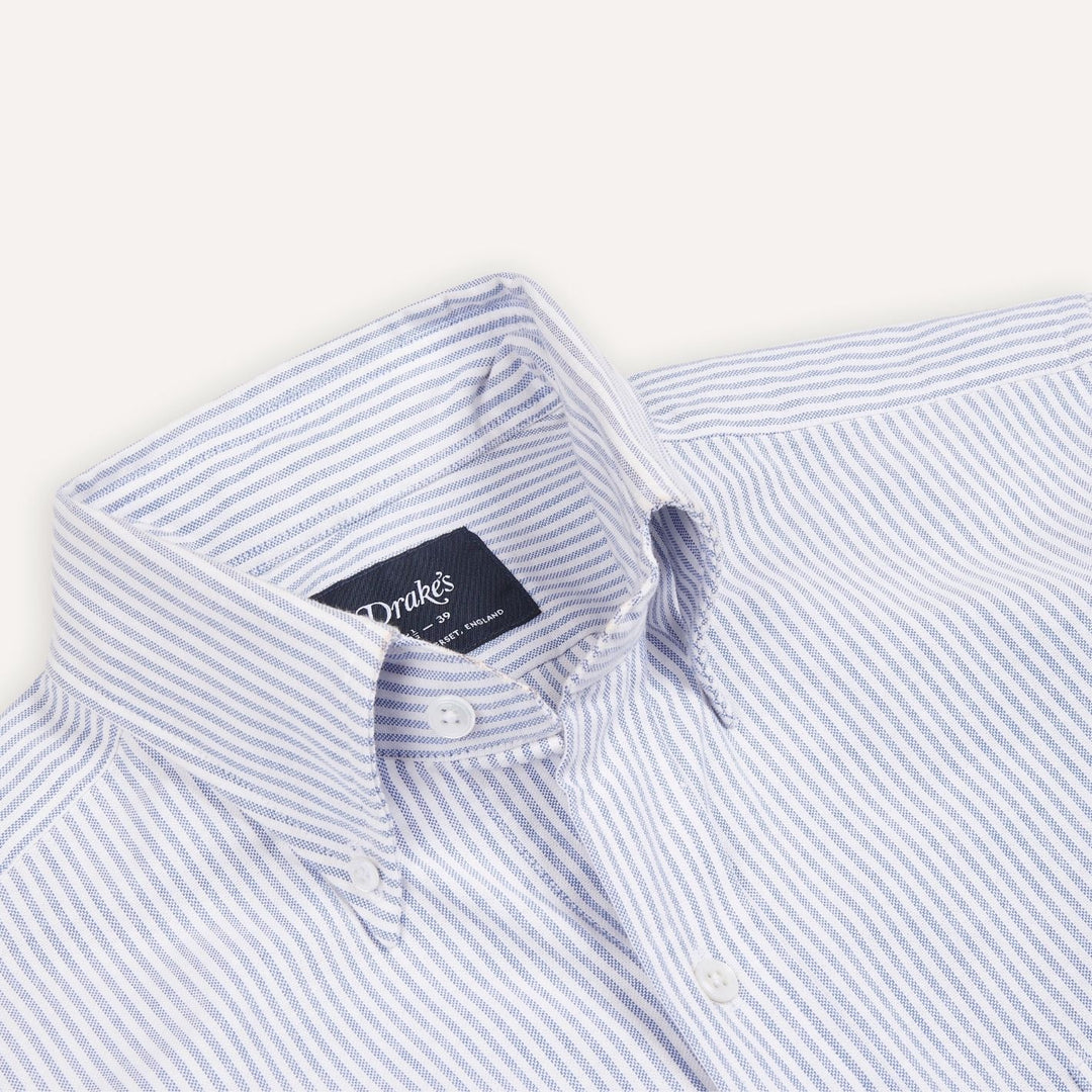Blue and White Striped Oxford Button Down Shirt