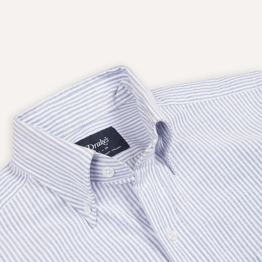 Blue and White Striped Oxford Button Down Shirt