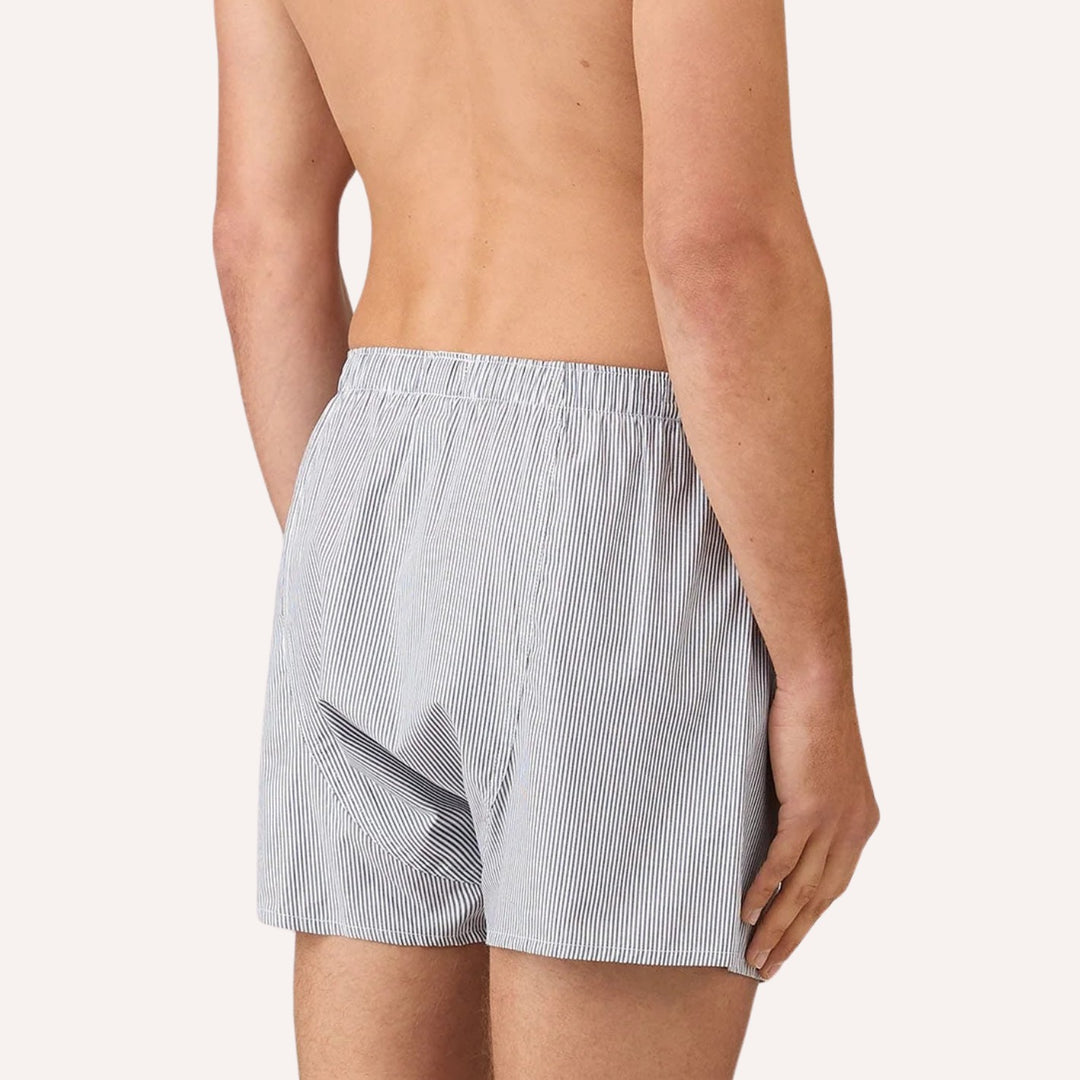 White Blue Pinstripe Cotton Boxer Shorts