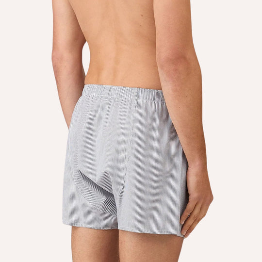 White Blue Pinstripe Cotton Boxer Shorts