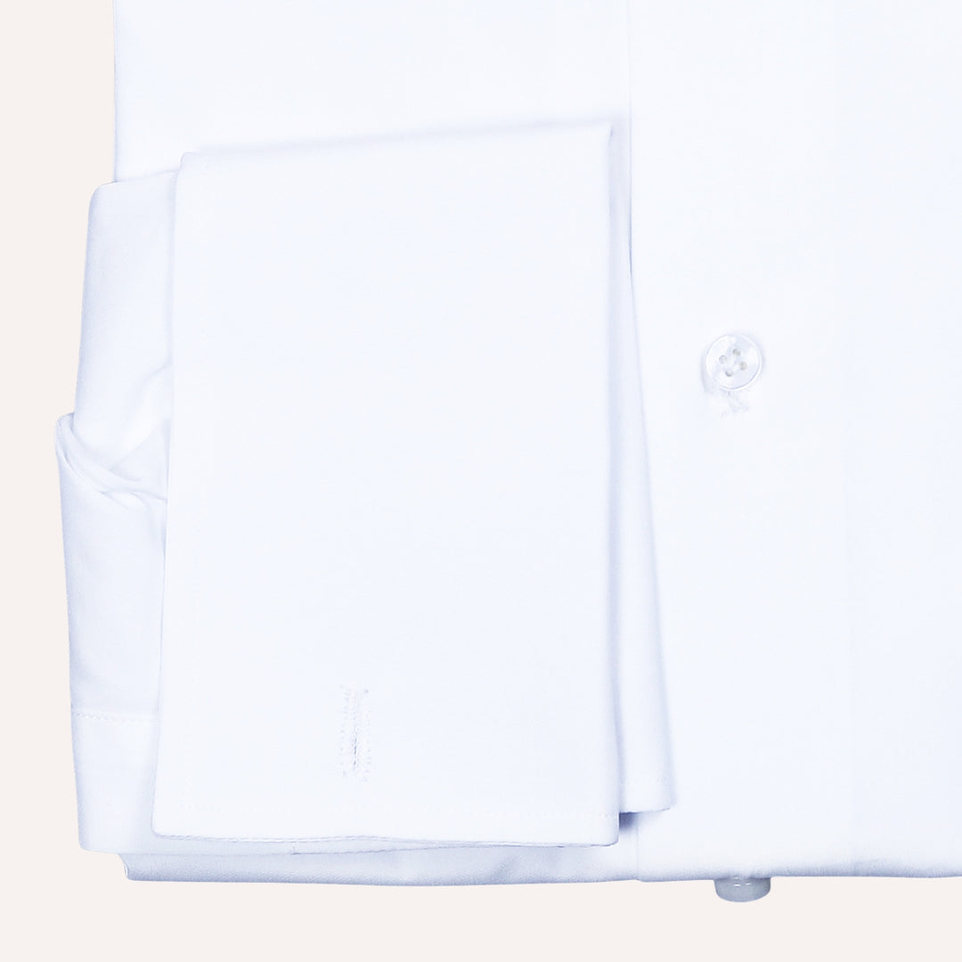 White Double Cuff Handmade Shirt - Regular Fit