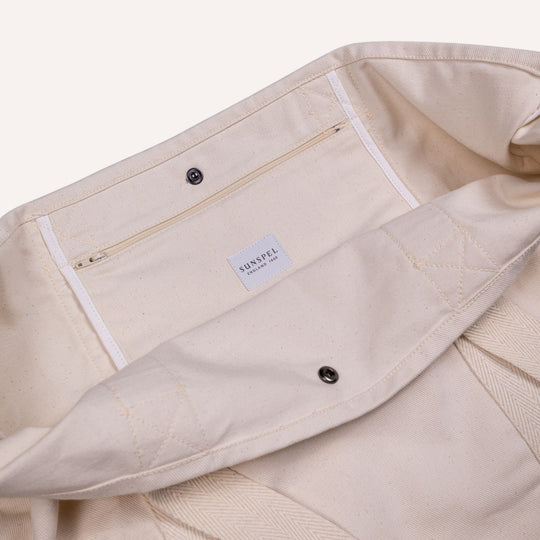 Off White Canvas Large Tote