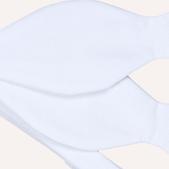 White Cotton Pique Self Bow Tie
