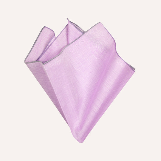 Jacquard Dame Lilac & Grey Edge Cotton Pocket Square