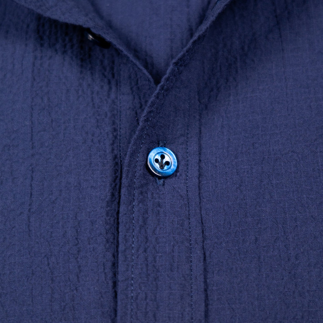 Navy Mandarin Seersucker Popover