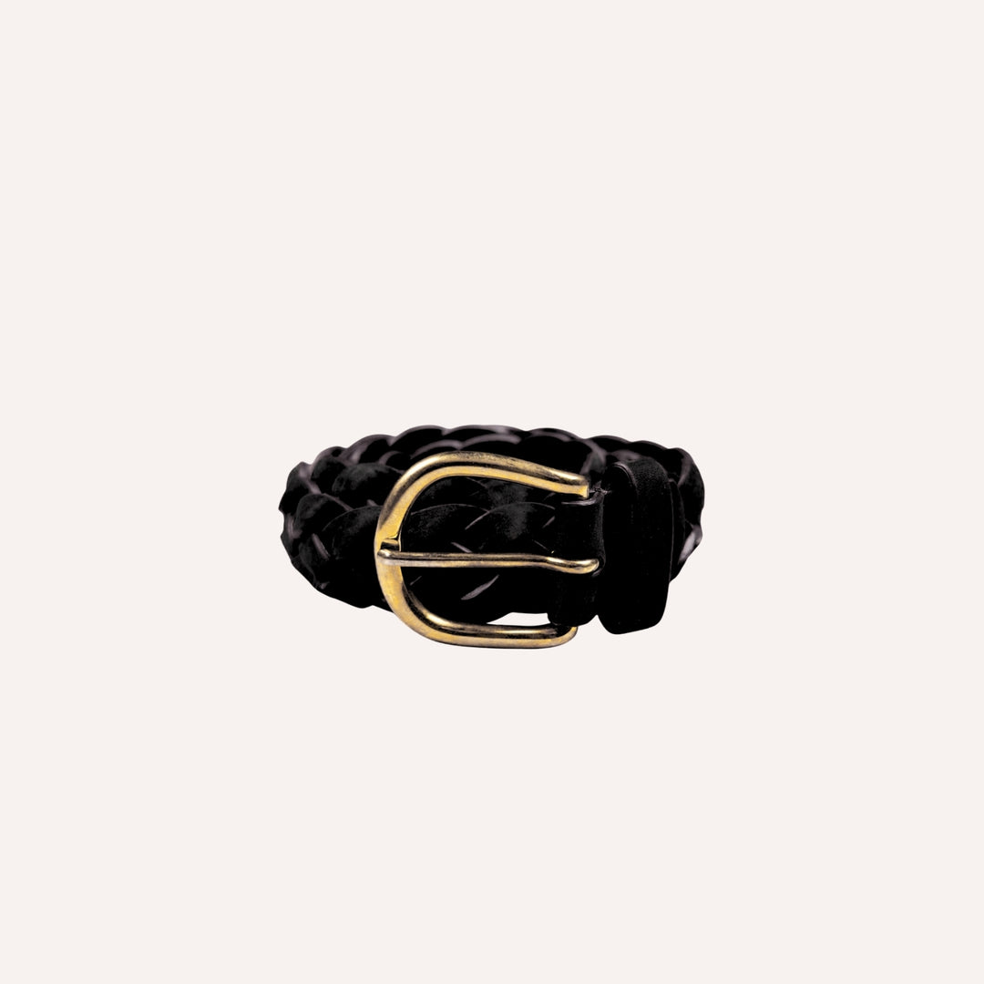Black Nubuck Woven Brass Buckle 30mm Belt