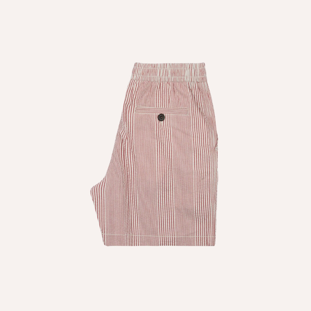 Red & White Seersucker Stripe Drawstring Short