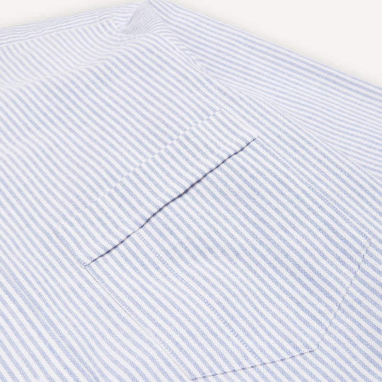 Blue and White Striped Oxford Button Down Shirt