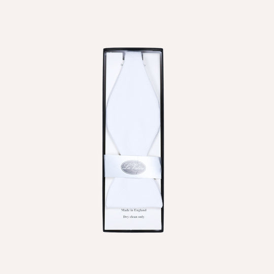 White Cotton Pique Self Bow Tie