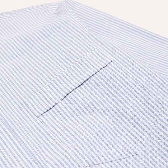 Blue Ticking Stripe Oxford Button Down Shirt - Made in Italy
