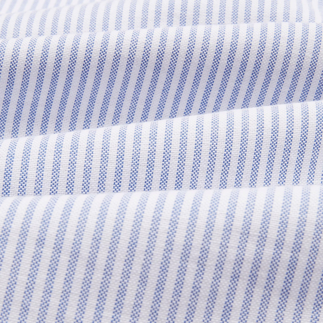 Blue Ticking Stripe Oxford Button Down Shirt - Made in Italy