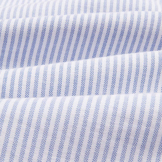 Blue Ticking Stripe Oxford Button Down Shirt - Made in Italy