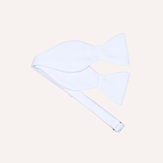 White Cotton Pique Self Bow Tie